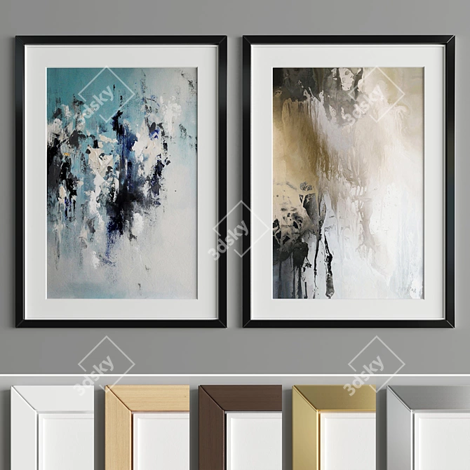 Elegant Art Frame A75: 2 Frames, 6 Material Options 3D model image 3