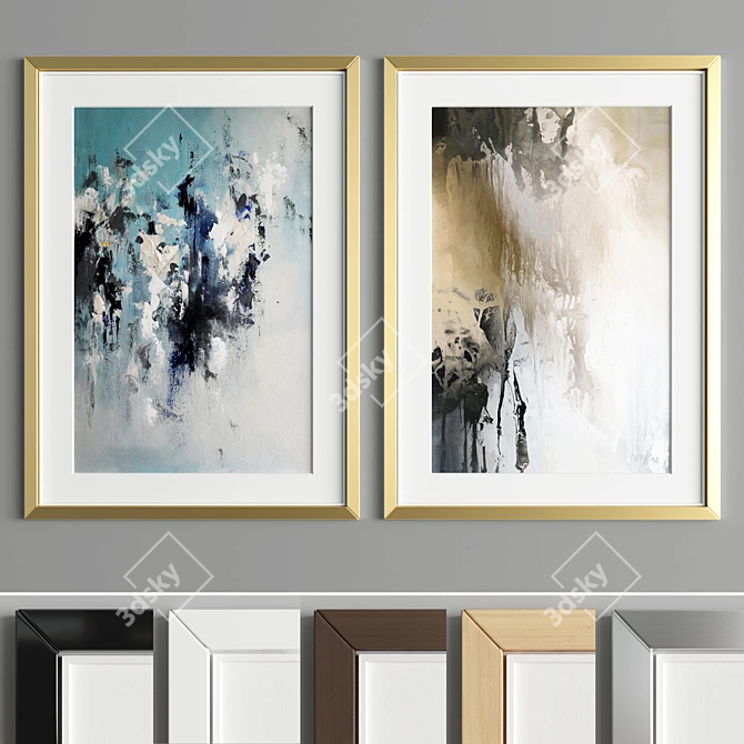 Elegant Art Frame A75: 2 Frames, 6 Material Options 3D model image 4