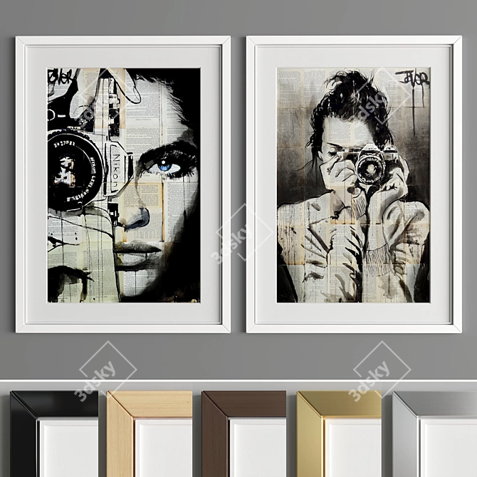 Elegant Art Frame A74: 6 Material Options, 50x70 cm 3D model image 2