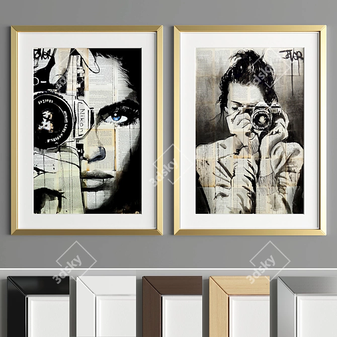 Elegant Art Frame A74: 6 Material Options, 50x70 cm 3D model image 3