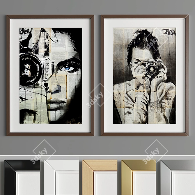 Elegant Art Frame A74: 6 Material Options, 50x70 cm 3D model image 4