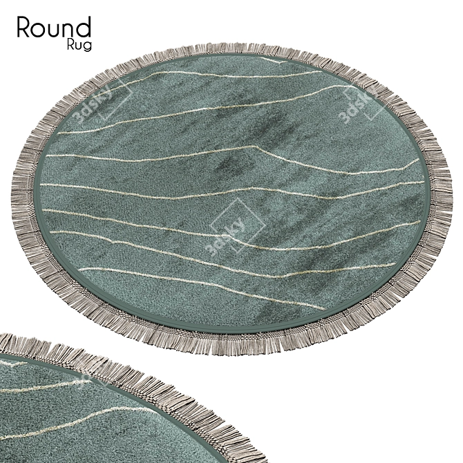 Round Plush Grey Rug 3D model image 1