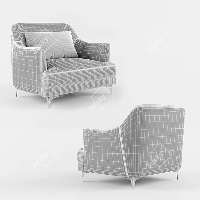 Elegant Gray Velvet Armchair 3D model image 2