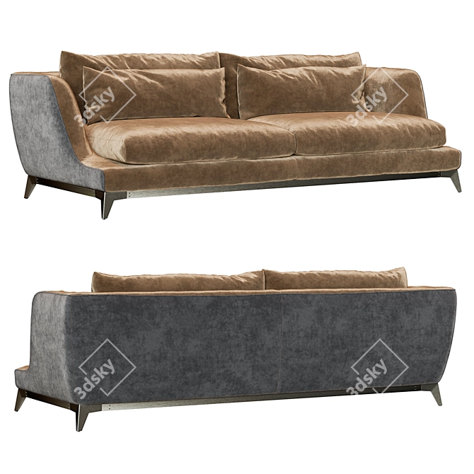 Minimalist Black Brando Sofa 3D model image 2