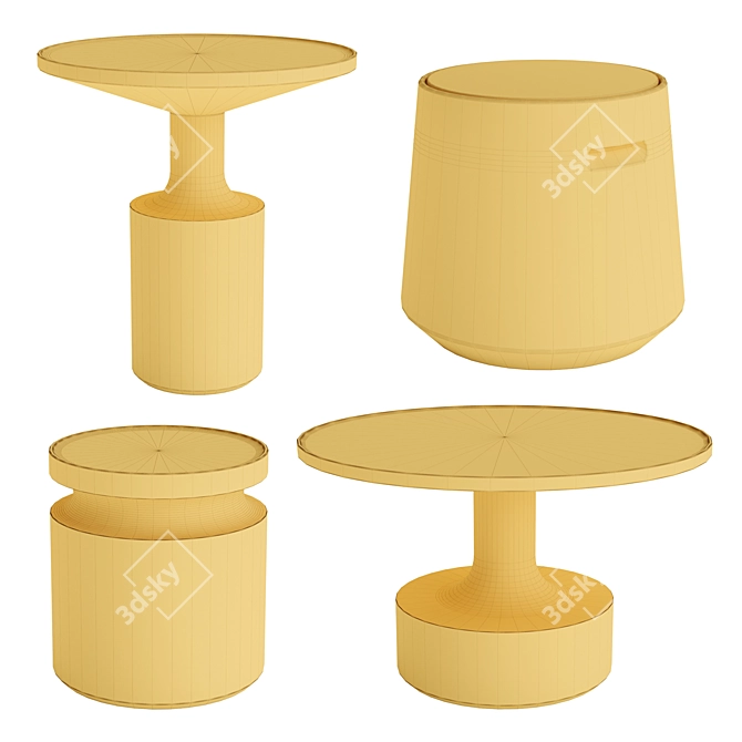 Functional Turn Tables Set  Compact and Stylish Furniture Set for Any Space! 3D model image 5