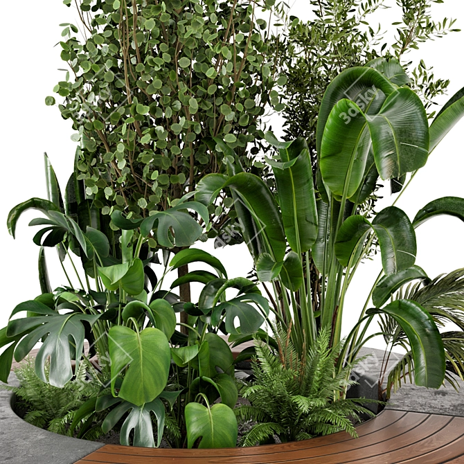 Garden Oasis: Outdoor Set with Bush & Tree 3D model image 4