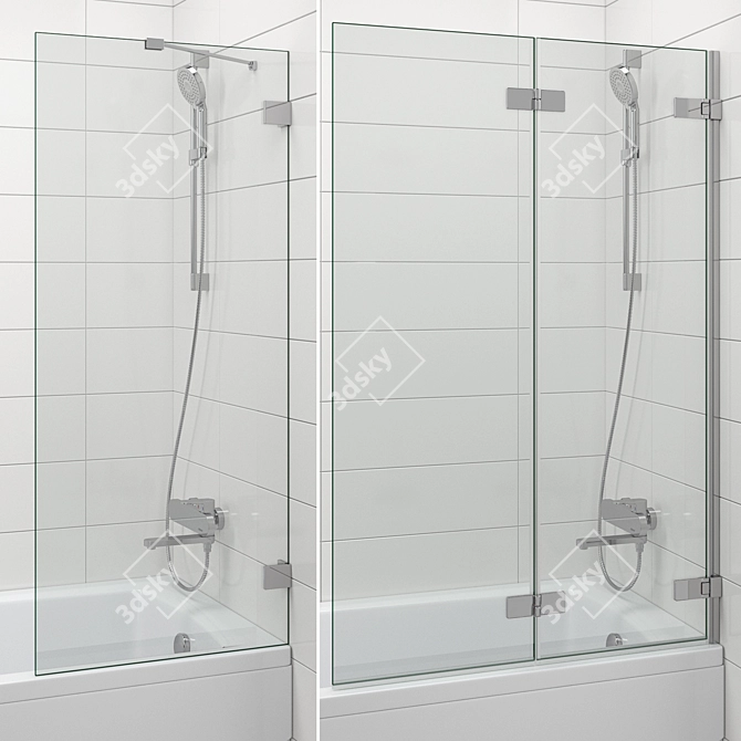 Modern Bath Screens and Bathtubs Set 3D model image 3