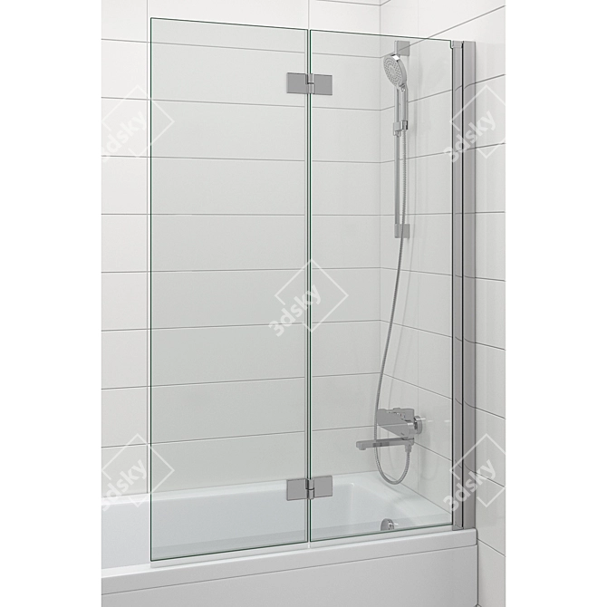 Modern Bath Screens and Bathtubs Set 3D model image 4