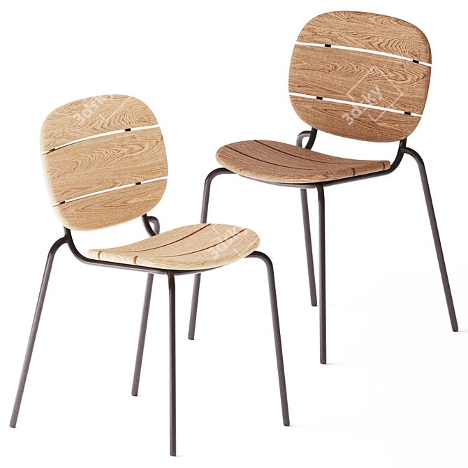 Stylish Si-Si Wood Chair 3D model image 2