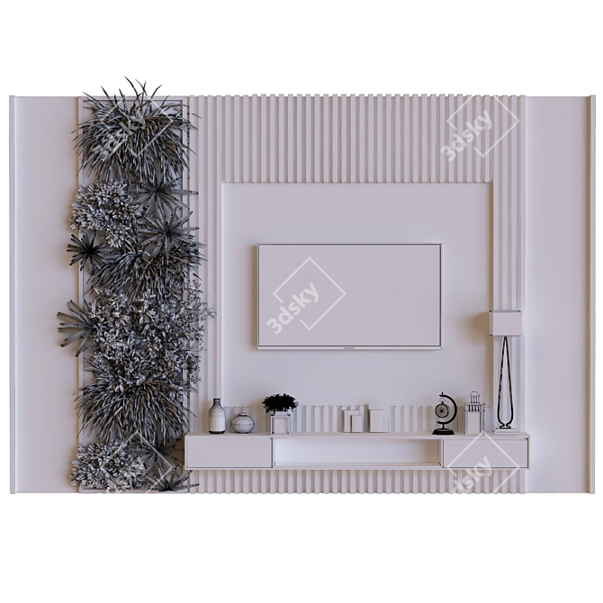 Green Wall TV Set: Elegant & Functional 3D model image 1