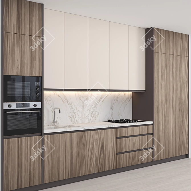 Modern Island Kitchen: High-Quality textures & Render 3D model image 2