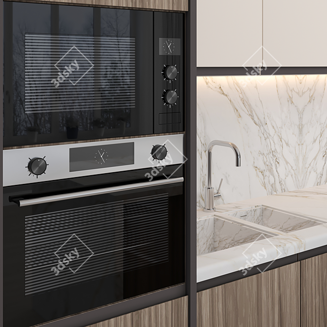 Modern Island Kitchen: High-Quality textures & Render 3D model image 3