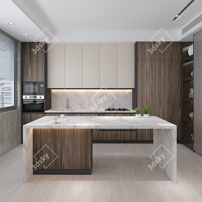 Modern Island Kitchen: High-Quality textures & Render 3D model image 6