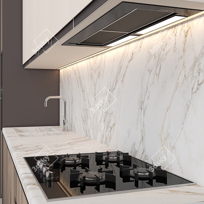 Modern Island Kitchen: High-Quality textures & Render 3D model image 8