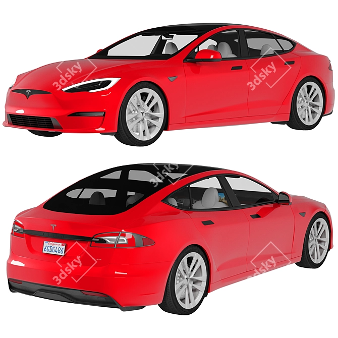 Revamped Tesla Model S 2021: Enhanced Design, Extended Range, Lightning-Fast Acceleration 3D model image 3
