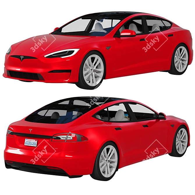 Revamped Tesla Model S 2021: Enhanced Design, Extended Range, Lightning-Fast Acceleration 3D model image 6