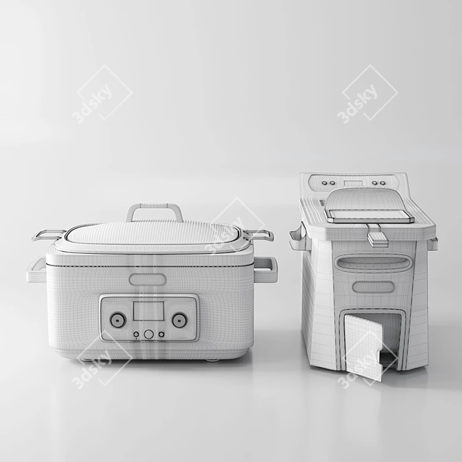 Delonghi 3-Piece Appliance Set: SlowCooker & Fryer 3D model image 5