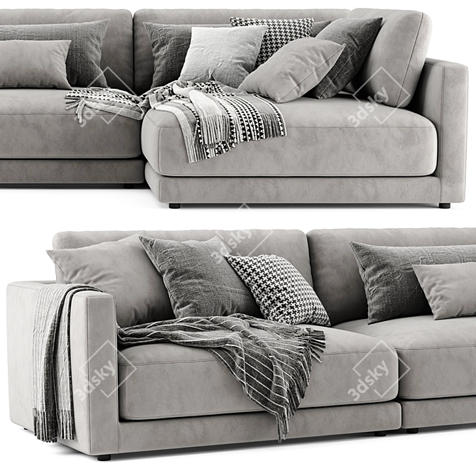 Elegant Katarina Chaise Longue Sofa 3D model image 3