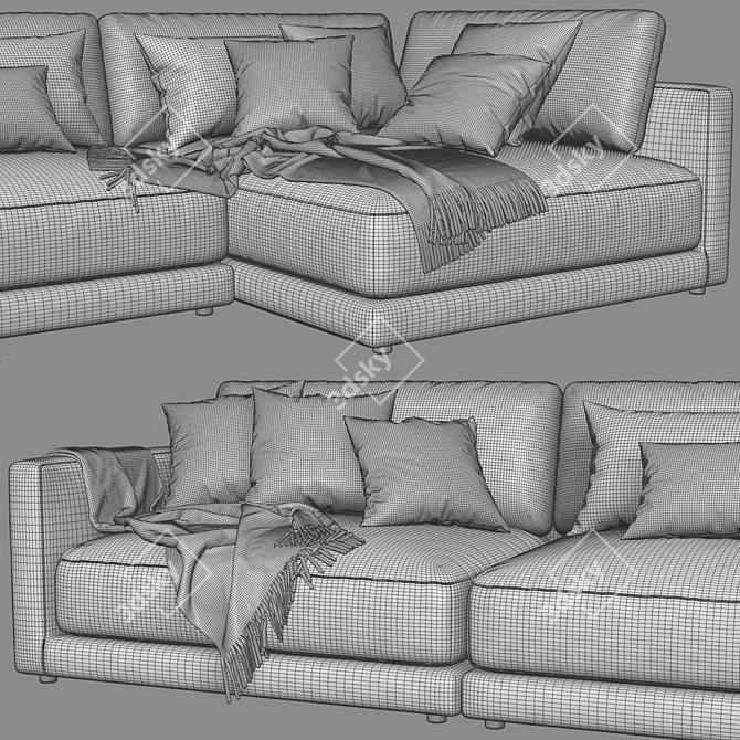 Elegant Katarina Chaise Longue Sofa 3D model image 4