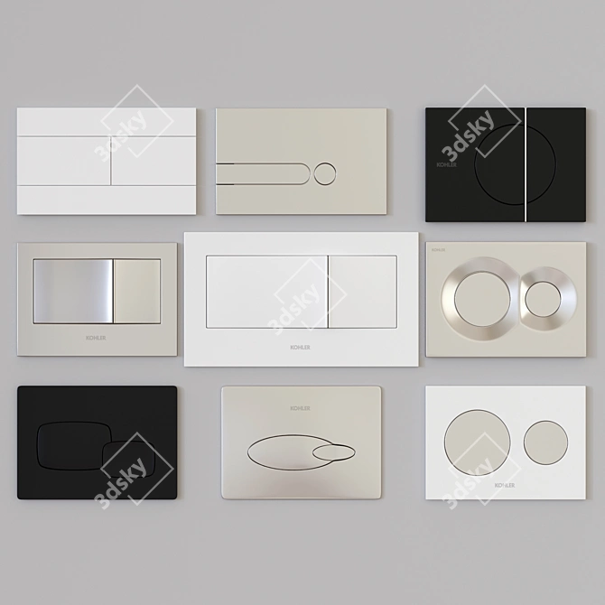 Kohler Flush Plates: Elegant Bathroom Accessories 3D model image 1