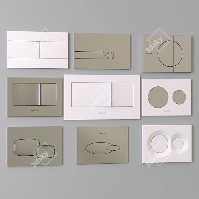 Kohler Flush Plates: Elegant Bathroom Accessories 3D model image 2