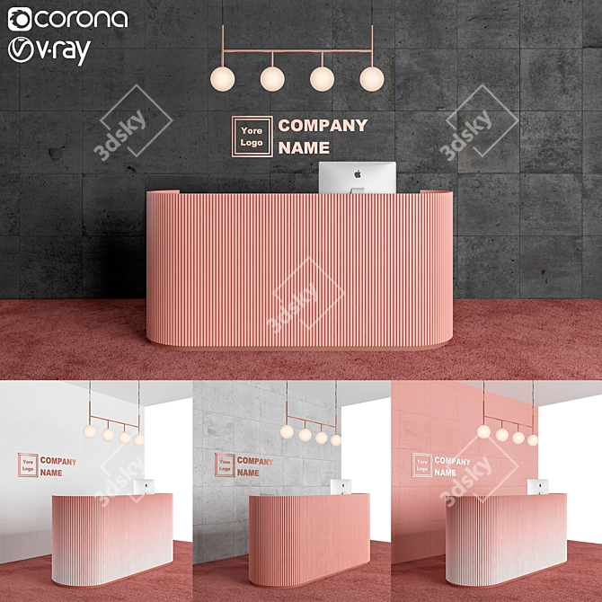 Elegant Reception Desk | 4 Color Options 3D model image 1