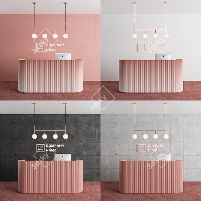 Elegant Reception Desk | 4 Color Options 3D model image 2