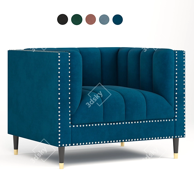 Luxurious Nicole Miller Velvet Sofa 3D model image 1