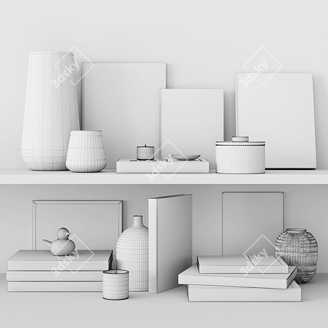 Elegant Decor Set: Vases, Candles, Plate 3D model image 5