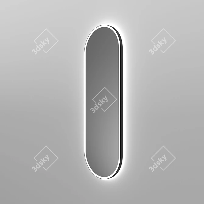 Illuminated Metal Frame Oval Mirror - "Iron Capsule 3D model image 2