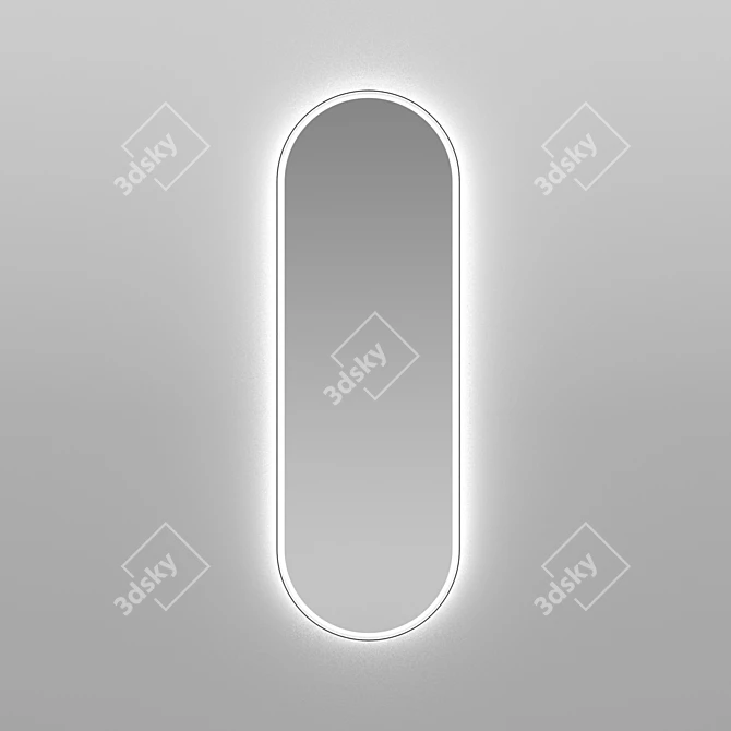 Illuminated Metal Frame Oval Mirror - "Iron Capsule 3D model image 3