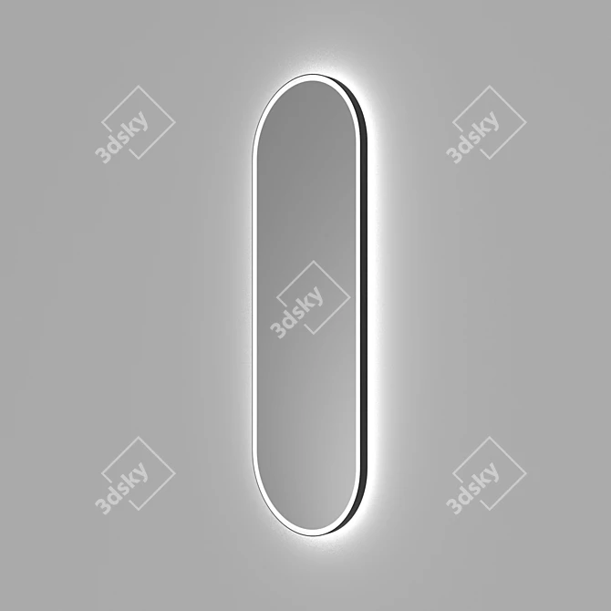 Illuminated Metal Frame Oval Mirror - "Iron Capsule 3D model image 8