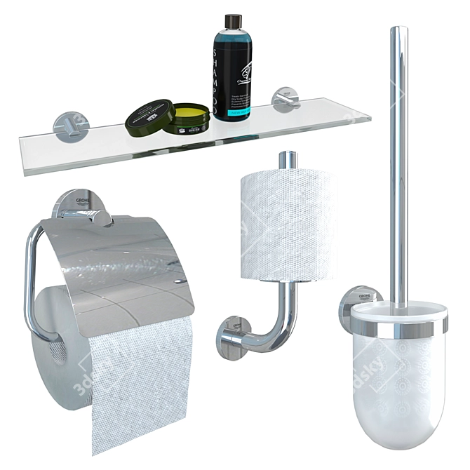 Essentials Bathroom Accessory Set 3D model image 3