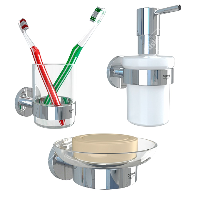 Essentials Bathroom Accessory Set 3D model image 4