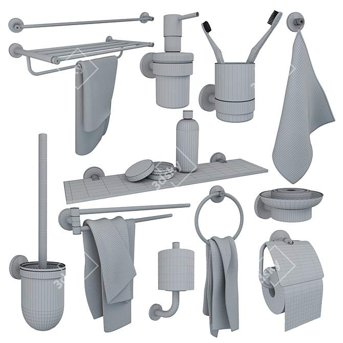 Essentials Bathroom Accessory Set 3D model image 5