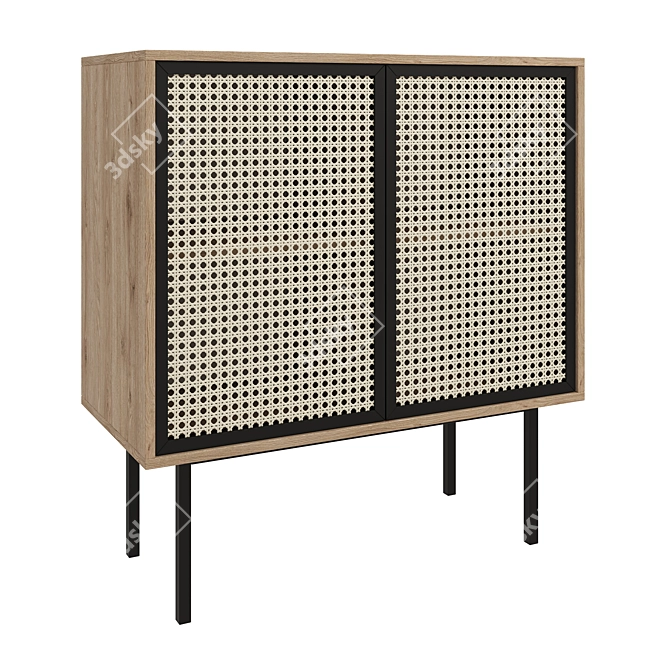 Boho Rattan Wardrobe 3D model image 1