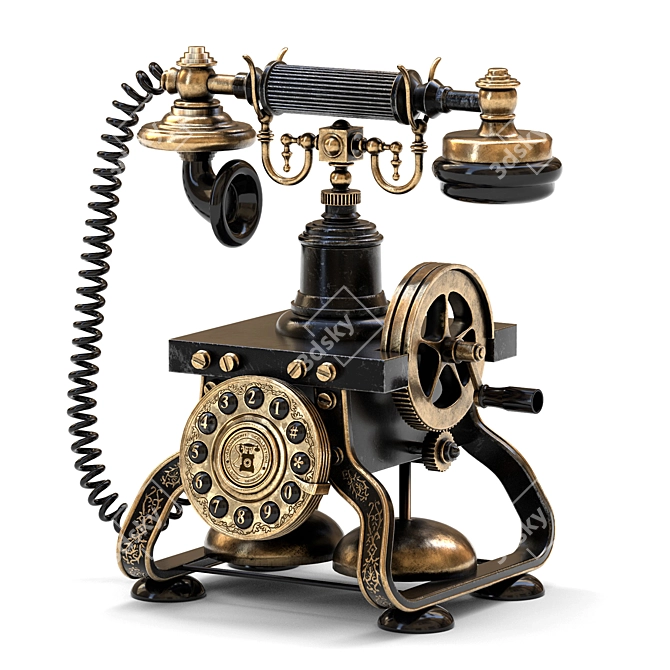 Vintage Rotating Dial Antique Telephone 3D model image 1