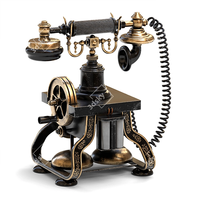 Vintage Rotating Dial Antique Telephone 3D model image 8