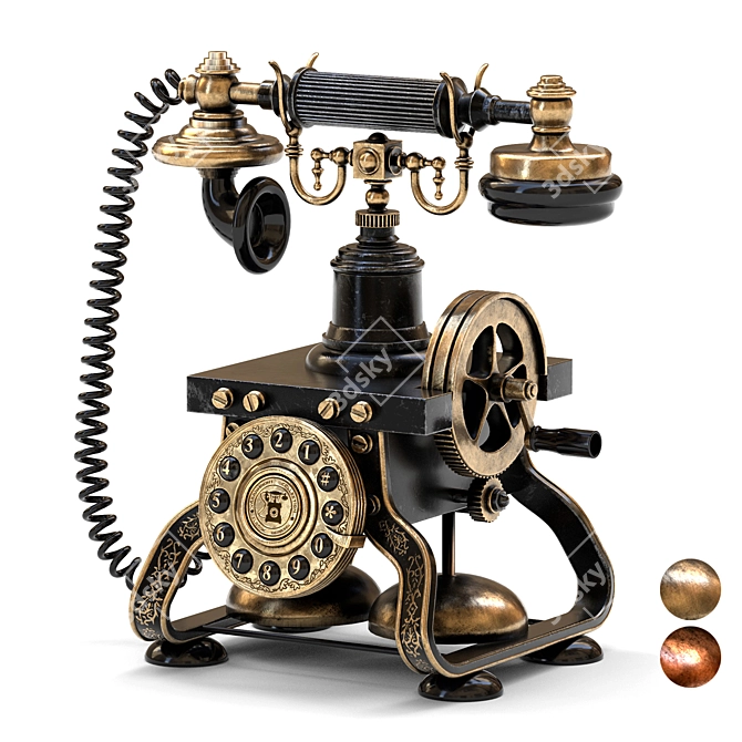 Vintage Rotating Dial Antique Telephone 3D model image 11