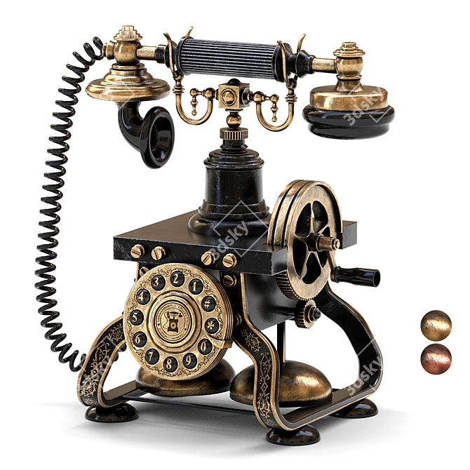 Vintage Rotating Dial Antique Telephone 3D model image 12