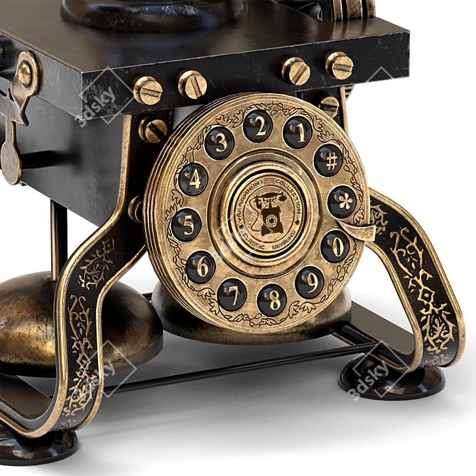 Vintage Rotating Dial Antique Telephone 3D model image 15