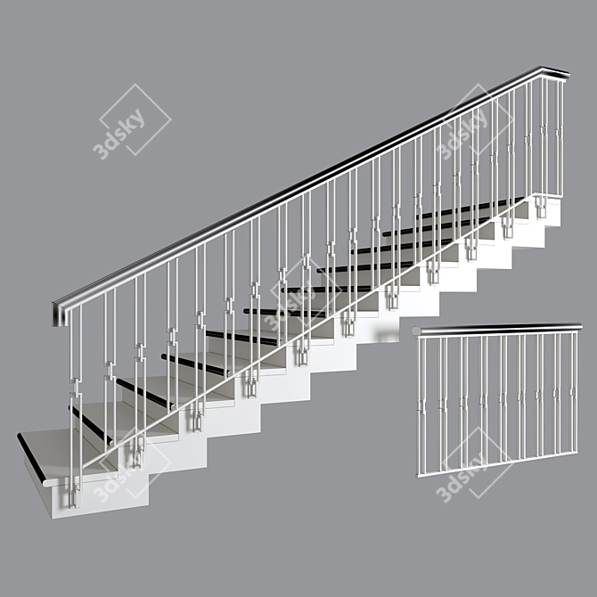 Sleek Steel Staircase Design 3D model image 2