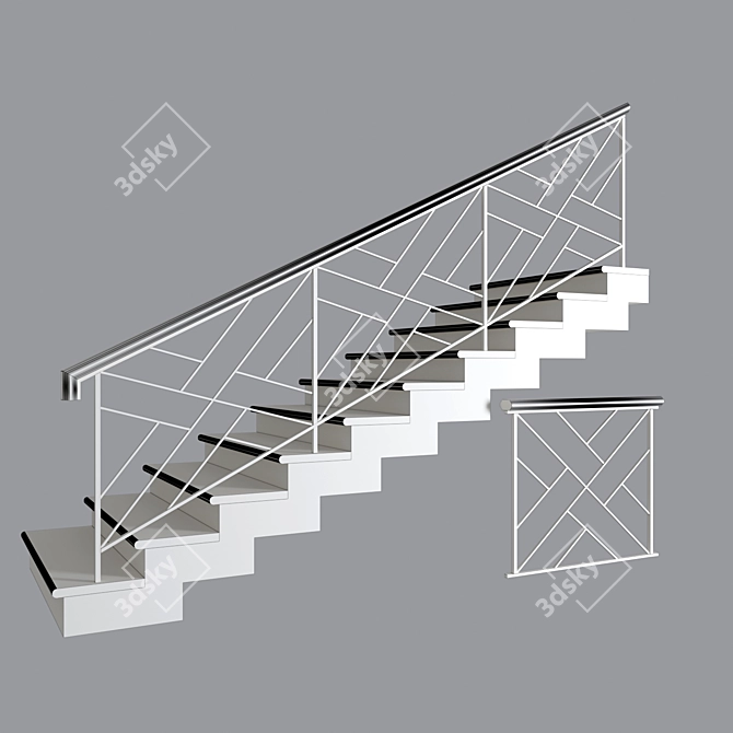 Elegant Wood Stairs 15 3D model image 2