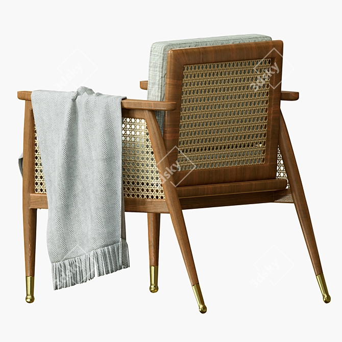 Boho Chic Nadia Caned Chair 3D model image 4