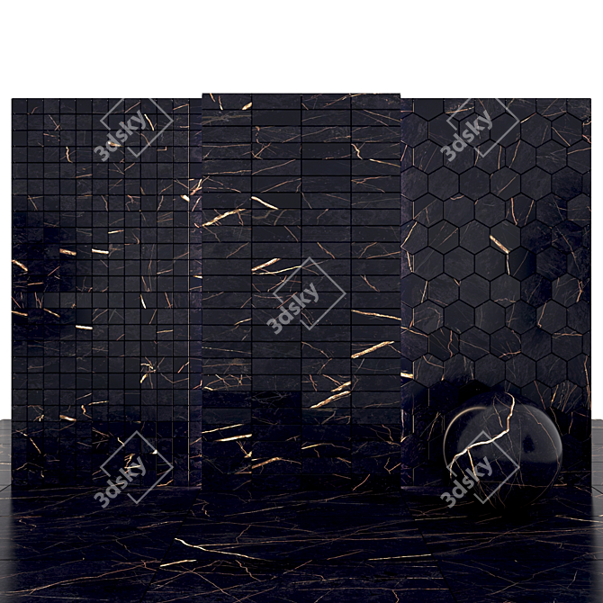 Supreme Noir Laurent: 10 Texture Slabs & Floor Tiles 3D model image 3