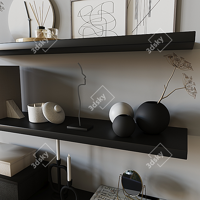 Decorative Bookshelf Set 3D model image 3