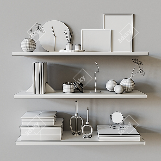 Decorative Bookshelf Set 3D model image 5