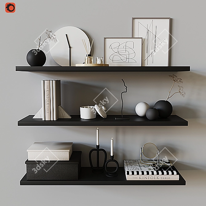 Decorative Bookshelf Set 3D model image 6