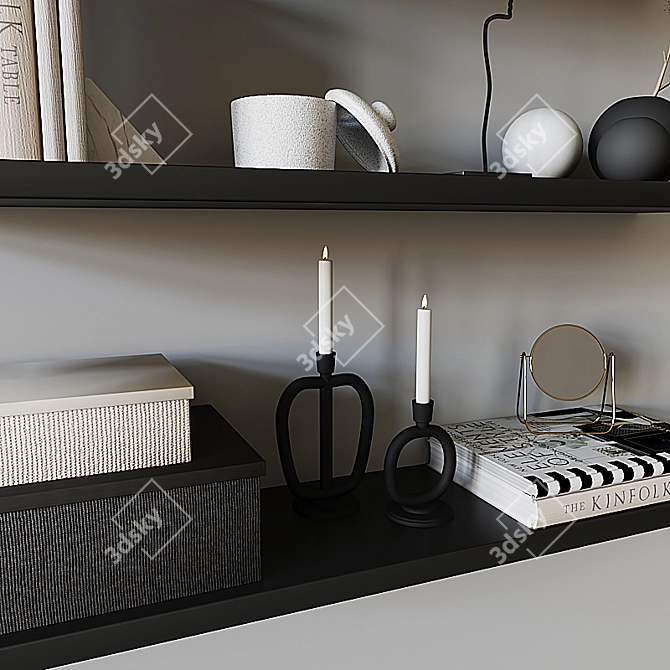 Decorative Bookshelf Set 3D model image 9