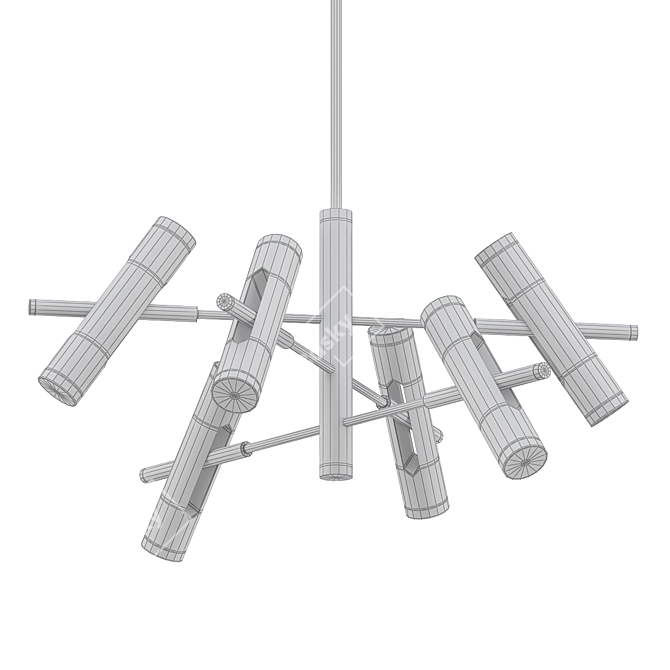 Sleek Rainer Black Chandelier 3D model image 2